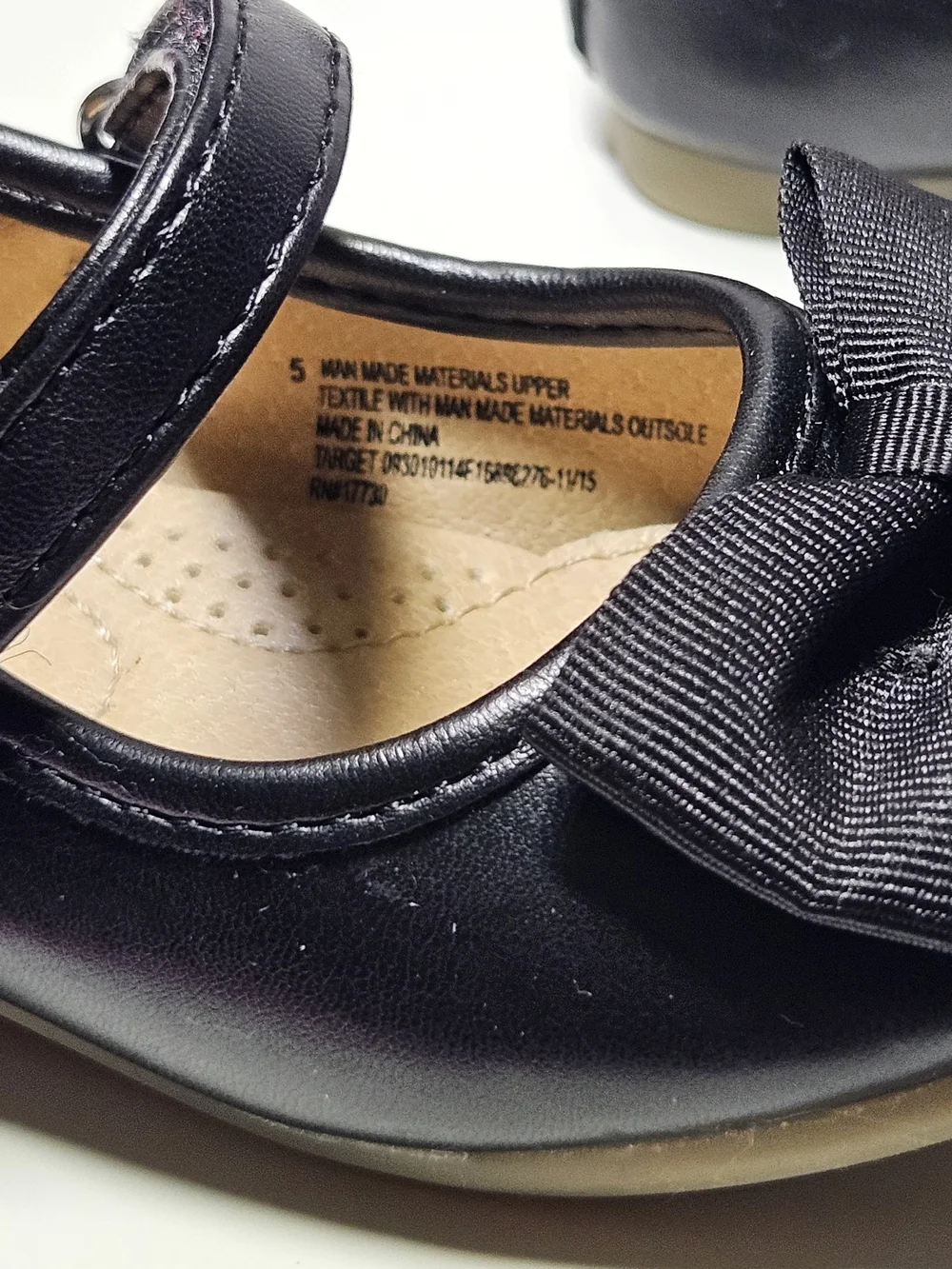 Cherokee Toddler Girls Black Mary Jane Dress Shoes Ribbed Bow Strap Size 5